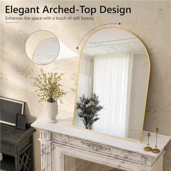 Arched Wall Mirror for Bathroom,Mirrors for Wall,24''x36'',Vanity Mirror - Picture 5 of 7